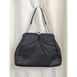 Kenneth Jay Lane vintage evening hand bag black short strap rhinestones slim I9